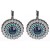 Modern ethnic round dangle drop earrings with blue and white crystals